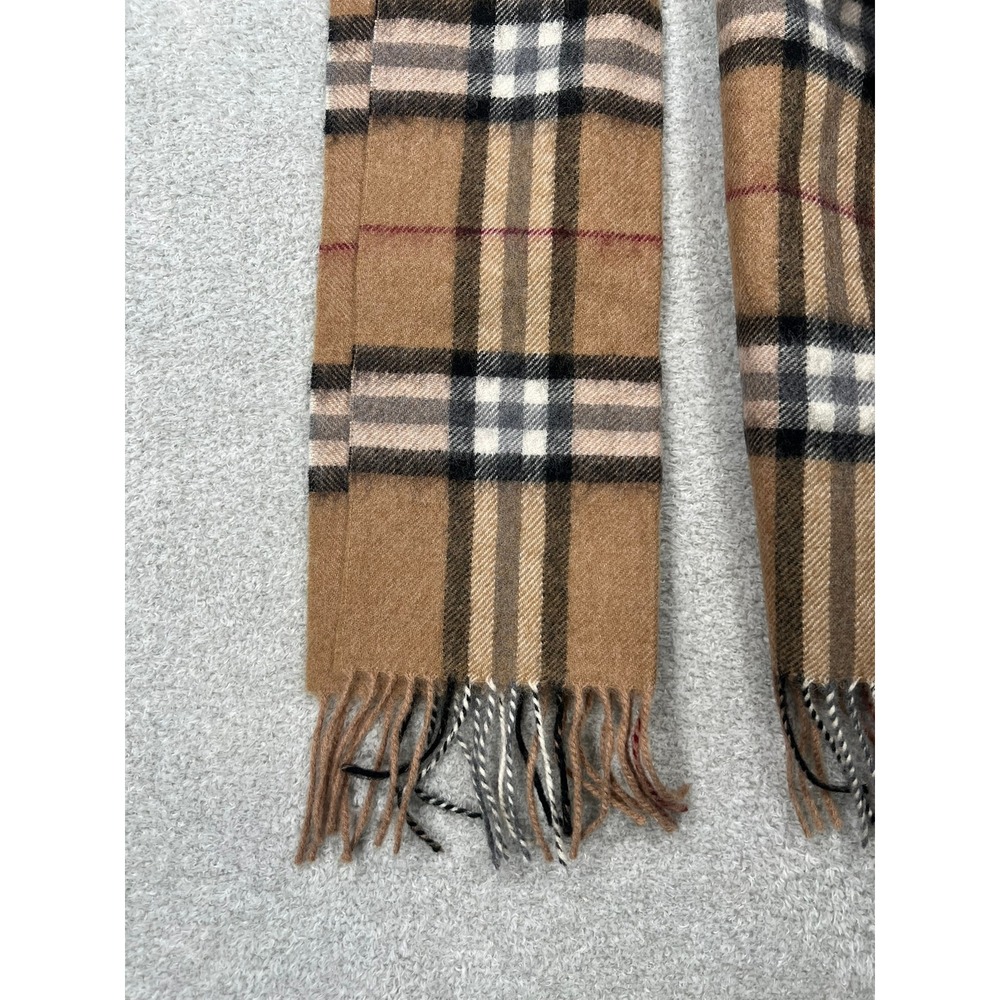 Nordstrom 100% Wool Scarf Plaid Tan Made in W Germany Vintage Style Fringed - Picture 2 of 4